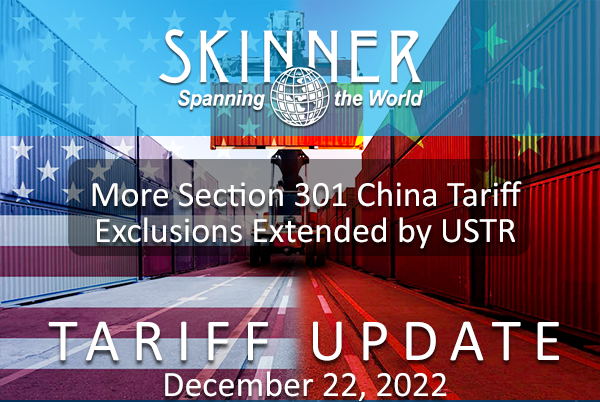 USTR Extends Additional Section 301 Tariff Exclusions